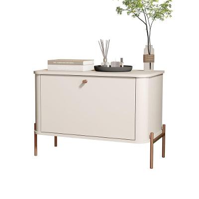 Mesa De Cabeceira Tucupi Off White Pe Bronze - Moveis Jb