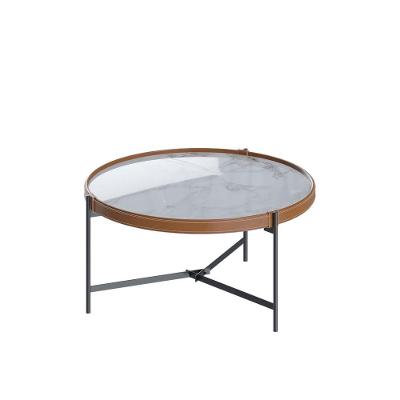 Mesa De Centro Aqua 71 Marmorizado Off White Com Grafite - Imcal Moveis