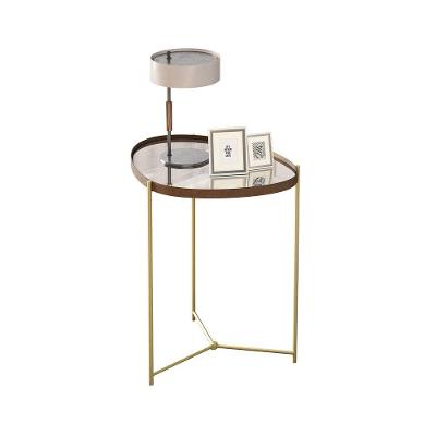 Mesa Lateral Organica Alamanda Castanho Pe Dourado - Moveis Jb