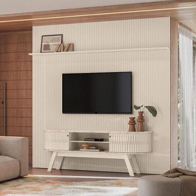 Painel Piso Teto New Guaporé Com Rack Bancada Valência New Laguna Ambiente Calacata Off White - Madetec