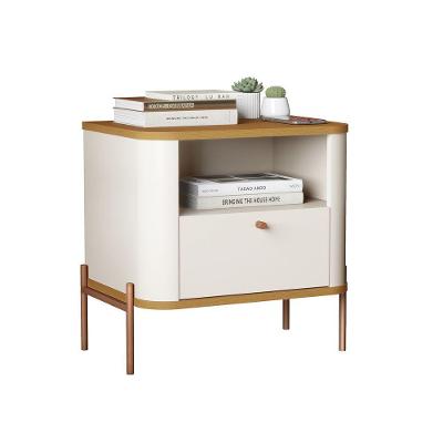 Mesa De Cabeceira Slim Tucupi Off White Com Nature Pe Bronze - Moveis Jb