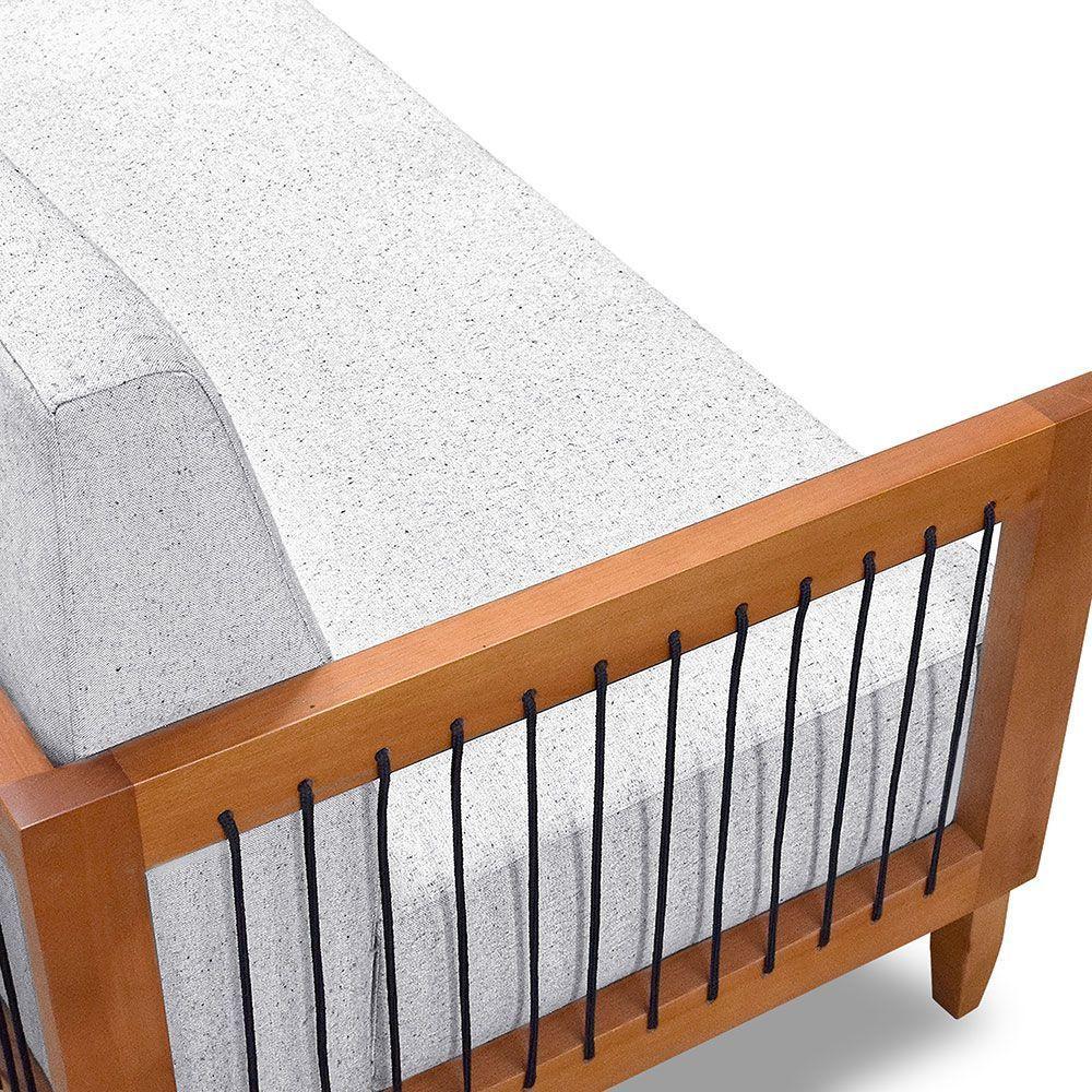 Sofá Living 2 Lugares Marilia 1,60m Linho Cinza Base Em Madeira Castanho - Pallazio - 4