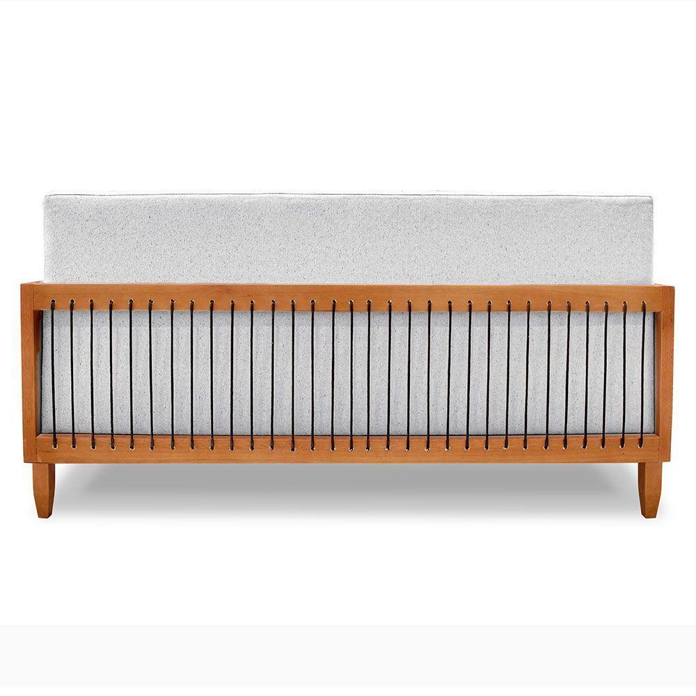 Sofá Living 2 Lugares Marilia 1,60m Linho Cinza Base Em Madeira Castanho - Pallazio - 5