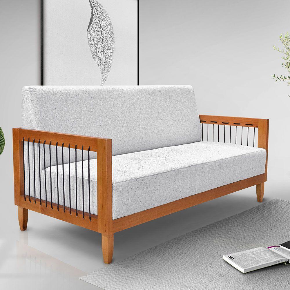 Sofá Living 2 Lugares Marilia 1,60m Linho Cinza Base Em Madeira Castanho - Pallazio - 8