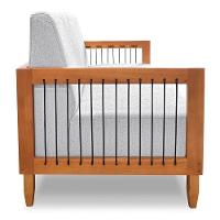 Sofá Living 2 Lugares Marilia 1,60m Linho Cinza Base Em Madeira Castanho - Pallazio - 6