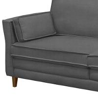 Sofá Living 3 Lugares 180Cm Pés Madeira Efraim F05 Veludo Grafite - Mpozenato