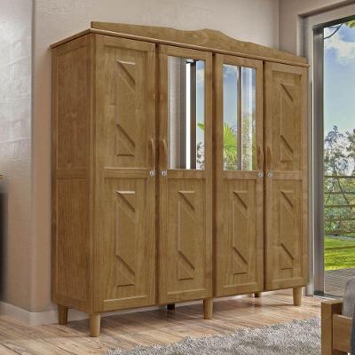 Guarda-roupa 4 Portas 3 Gavetas Brasil Imbuia Madeira Pinus - Cavazotto