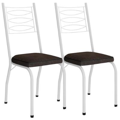 Kit 2 Cadeiras Tubular Europa 262 Branco Assento Madeira Imbuia Artef Madeira Imbuia