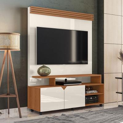 Estante Home Berlim Para Tv Até 60 Polegadas 2 Portas Prateleira E Rodízio Off White/tauari - Lukaliam