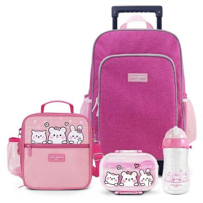 Kit Infantil 4pçs - Bolsa Térmica, Pote P/ Lanche 400ml, Garrafa 460ml E Mochila De Carrinho