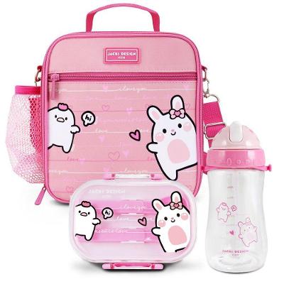Kit Infantil 3pçs - Bolsa Térmica, Pote P/ Lanche 400ml E Garrafa 460ml - Pink