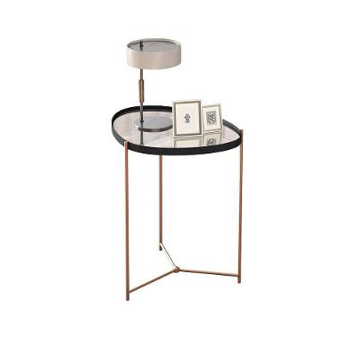 Mesa Lateral Organic Alamanda Preto Pe Bronze - Moveis Jb