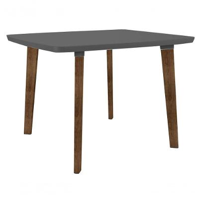 Mesa De Jantar Jade 4 Lugares Pés Oblongo Grafite Com Vidro - Rv Móveis