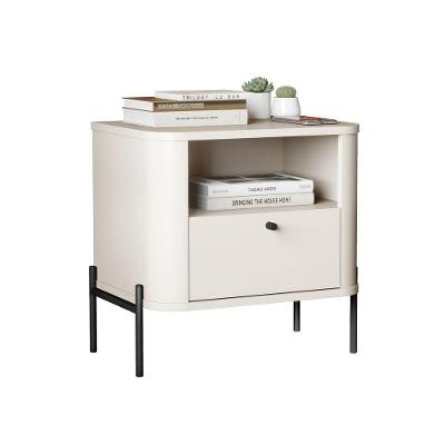 Mesa De Cabeceira Slim Tucupi Off White Pe Preto - Moveis Jb
