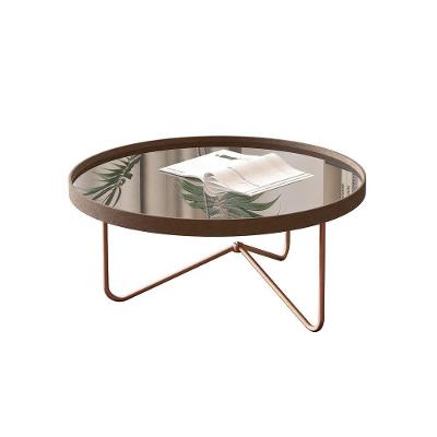 Mesa Centro Alamanda Castanho Pe Bronze - Moveis Jb