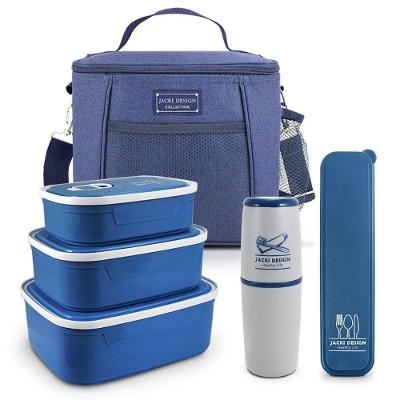 Kit De Bolsa Térmica E Pote P/ Alimentos C/ 3 Pcs Porta Escova E Pasta De Dente E Porta Talher Azul