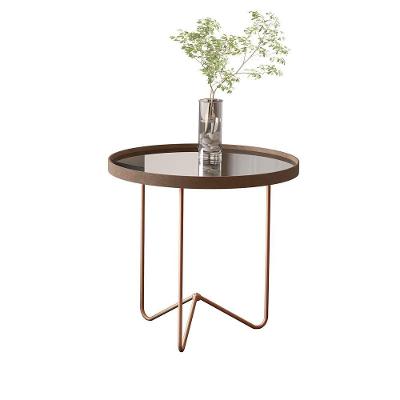 Mesa Lateral Alamanda Castanho Pe Bronze - Moveis Jb