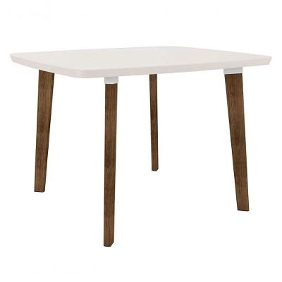 Mesa De Jantar Jade 4 Lugares Pés Oblongo Off White Com Vidro - Rv Móveis