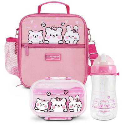 Kit Infantil 3pçs - Bolsa Térmica, Pote P/ Lanche 400ml E Garrafa 460ml - Pink