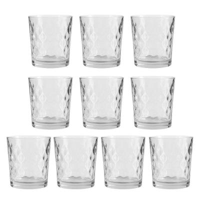 Jogo 10 Copo De Vidro Transparente Para Whisky Diamond 360ml Em Casa Tem