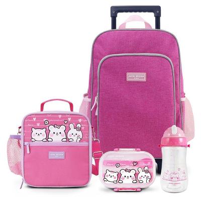 Kit Infantil 4pçs - Bolsa Térmica, Pote P/ Lanche 400ml, Garrafa 460ml E Mochila De Carrinho