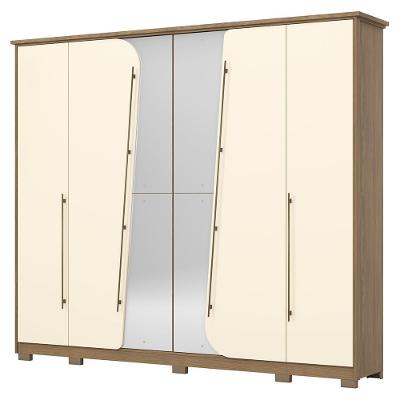 Guarda Roupa Casal 6 Portas Dubai Nature-off White - Móveis Henn Nature-off White