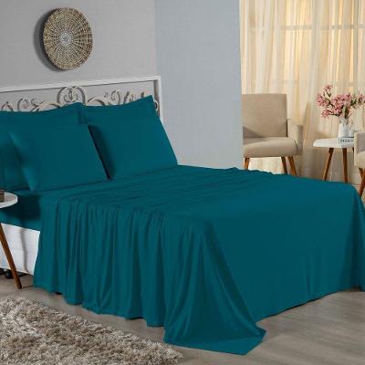 Jogo De Cama Queen Nobre 4 Peças Lençol Com Elástico De 30cm De Altura Malha 100% Algodão - Petróleo