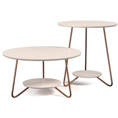 Kit Mesa De Centro E Apoio Liz Off White