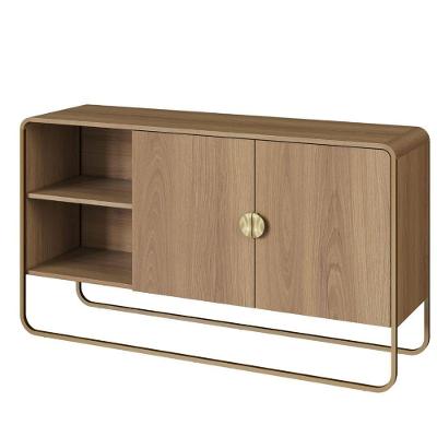 Balcão Buffet Orgânico Luna Artesano 135 Cm (larg) Mdp Hanover 2 Portas 2 Nichos Base Metal Dourado