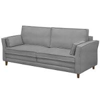 Sofá Living 3 Lugares 220Cm Pés Madeira Efraim F05 Veludo Prata - Mpozenato - 1