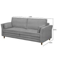 Sofá Living 3 Lugares 220Cm Pés Madeira Efraim F05 Veludo Prata - Mpozenato - 2