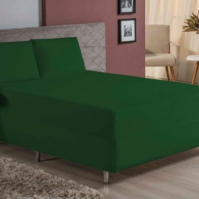 Jogo De Cama King Nobre 3 Peças Luva De Box 55cm De Altura Malha 100% Algodão - Verde-bandeira