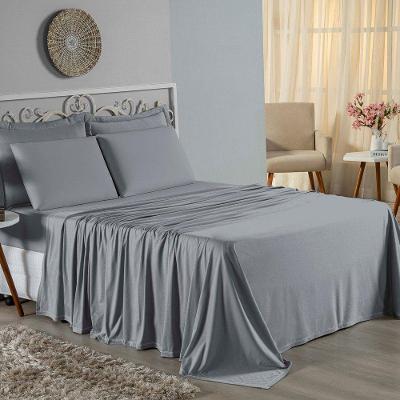 Jogo De Cama Casal Viúva Nobre 4 Peças Malha 100% Algodão - Cinza
