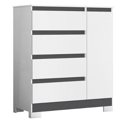 Cômoda Sapateira Olímpia 4 Gavetas MDF Puxador Estilo Pega Branco Titânio