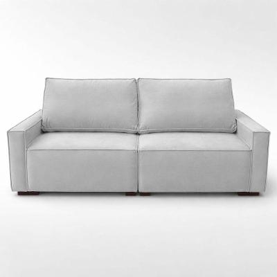 Sofá 2 Metros Contemporâneo Sala Estar Luxo Moderno Suede cinza