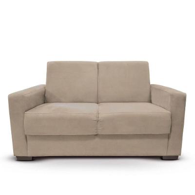 Sofá Estofado 2 Lugares Sala Estar Recepção Giovana Suede Bege