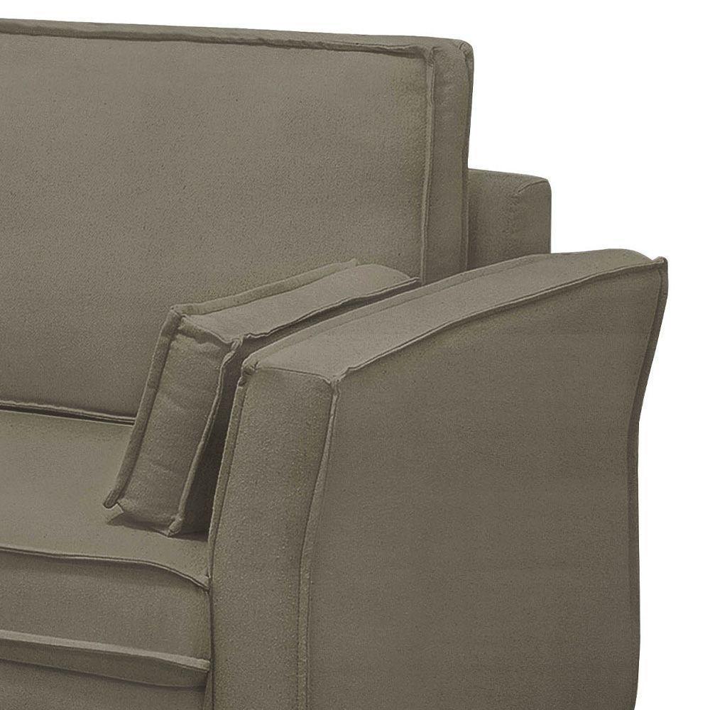 Sofá Living 3 Lugares 200Cm Pés Madeira Efraim F05 Veludo Castor - Mpozenato - 5