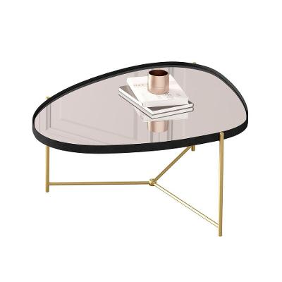 Mesa De Centro Organica Alamanda Preto Pe Dourado - Moveis Jb