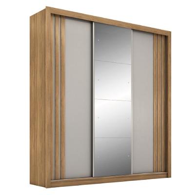 Guarda Roupa Moema Quarto Com 3 Portas E 2 Gavetas Espelho Amendola-nude Preto Prime Tx