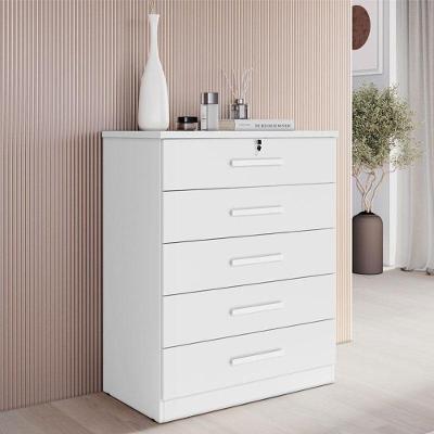 Cômoda Gaveteiro Suiça 5 Gavetas MDF com Puxador Amadeirado Branco Neve