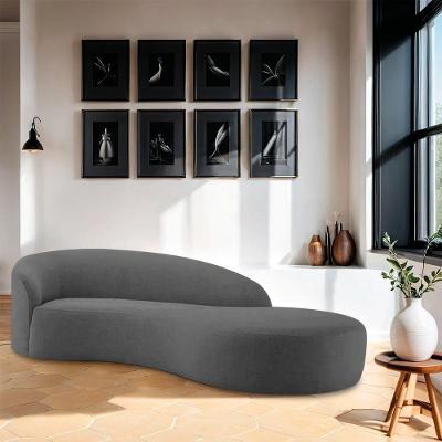 Divã Recamier Orgânico França 250cm Lado Direito Linho Cinza Escuro
