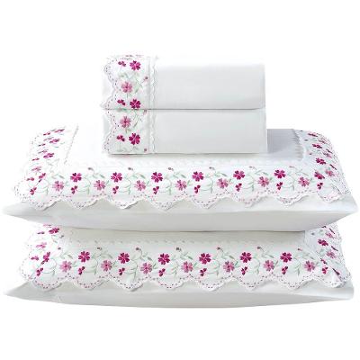 Jogo De Cama Lençol Queen Bordado Maximo 4 Peças - Branco A - 100% Poliéster
