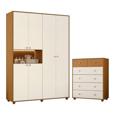 Jogo Quarto Infantil Vittoria Com Guarda Roupa Cômoda Cinamomo-off White Móveis Albatroz