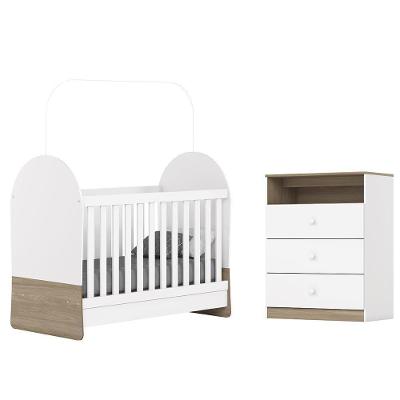 Jogo De Quarto Infantil Magia Com Cômoda E Berço Branco-jequitibá - Móveis Henn Branco-jequitibá