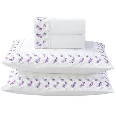 Jogo De Cama Lençol Queen Bordado Maximo 4 Peças - Branco B - 100% Poliéster