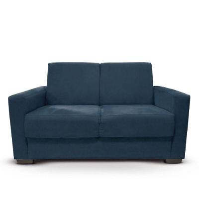 Sofá Estofado 2 Lugares Sala Estar Recepção Giovana Suede Azul Marinho