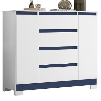 Cômoda Sapateira Atena 2 Portas E 4 Gavetas Quadriflex Branco-azul - Móveis Albatroz