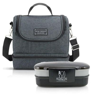 Kit De Bolsa Térmica E Pote De Marmita 2 Andares 1200 Ml Concept Mais Preta