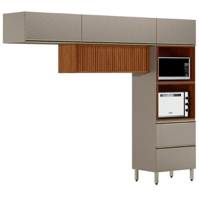 Cozinha Modulada 3 Pecas 270 Cm Ripado Dp2702 Nogueira Nude Prime Demartez Nogueira Nude Prime