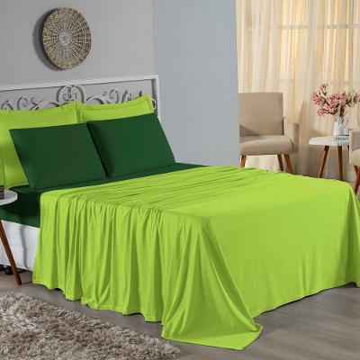 Jogo De Cama Casal Viúva Nobre 4 Peças Malha 100% Algodão - Pistache / Verde-bandeira